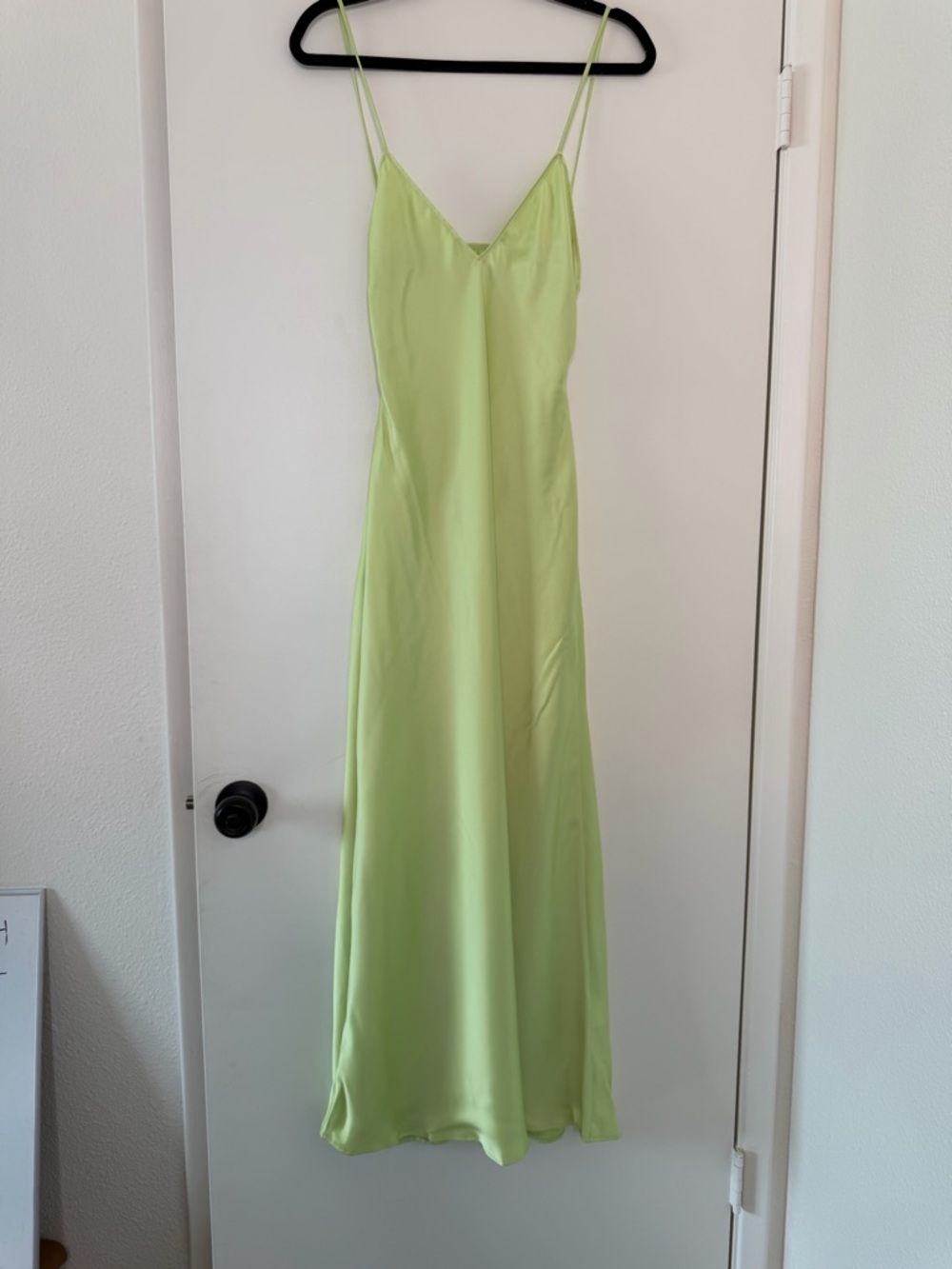 Zara Chartreuse Slip Dress with Double Spaghetti Straps